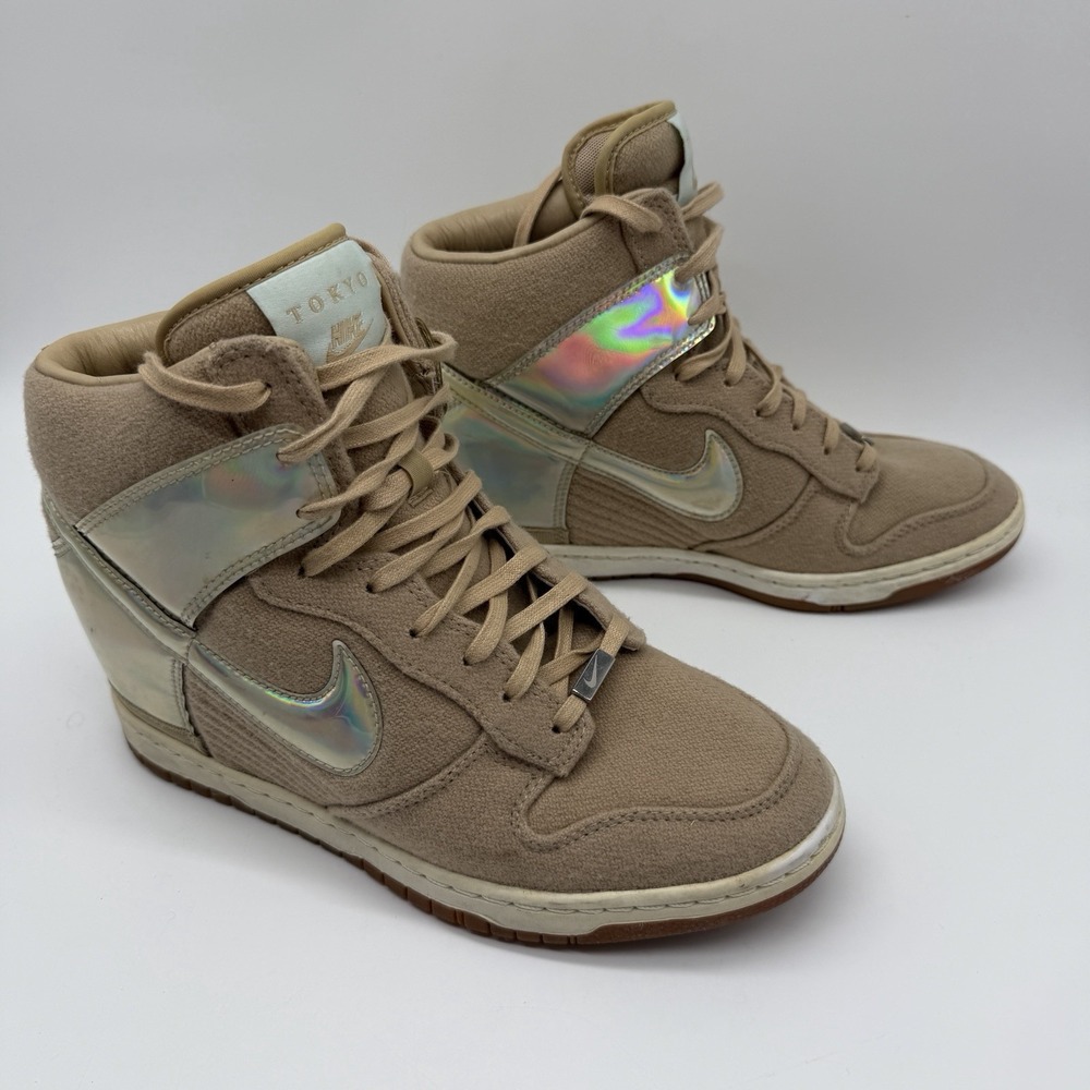 Nike Dunk Sky Hi City Tokyo 598216-003 Women's Sz 8 Tan Linen Iridescent